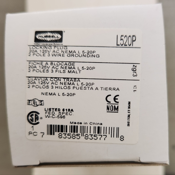 Hubbell Locking Plugs TWO PIECES 20A 125V AC NEMA L 5-20P 2 Pole 3Wire Grounding - Picture 3 of 7
